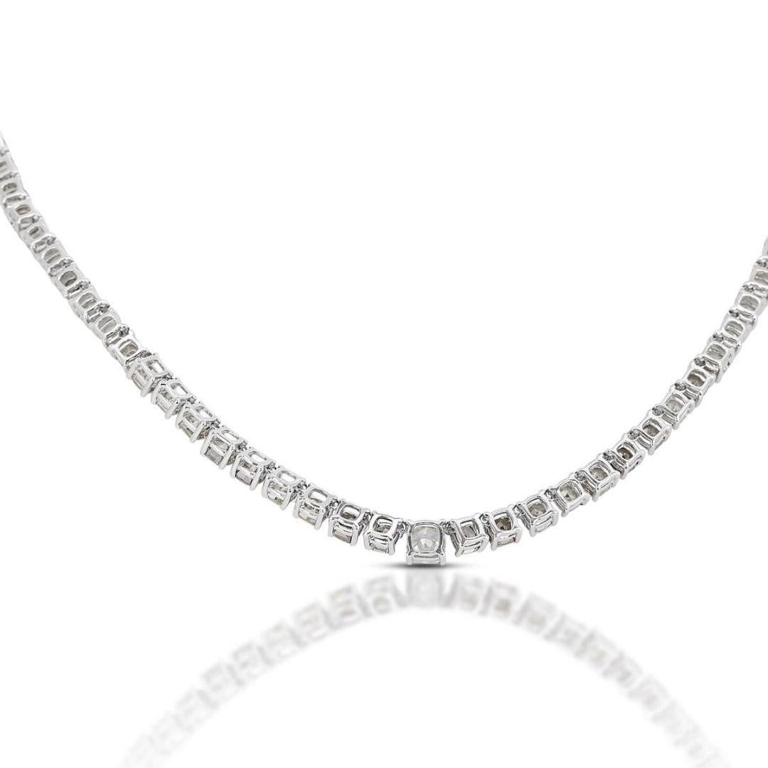 18k White Gold Riviera Necklace with 16.37 Ct Natural Diamonds AIG Cert For Sale 1