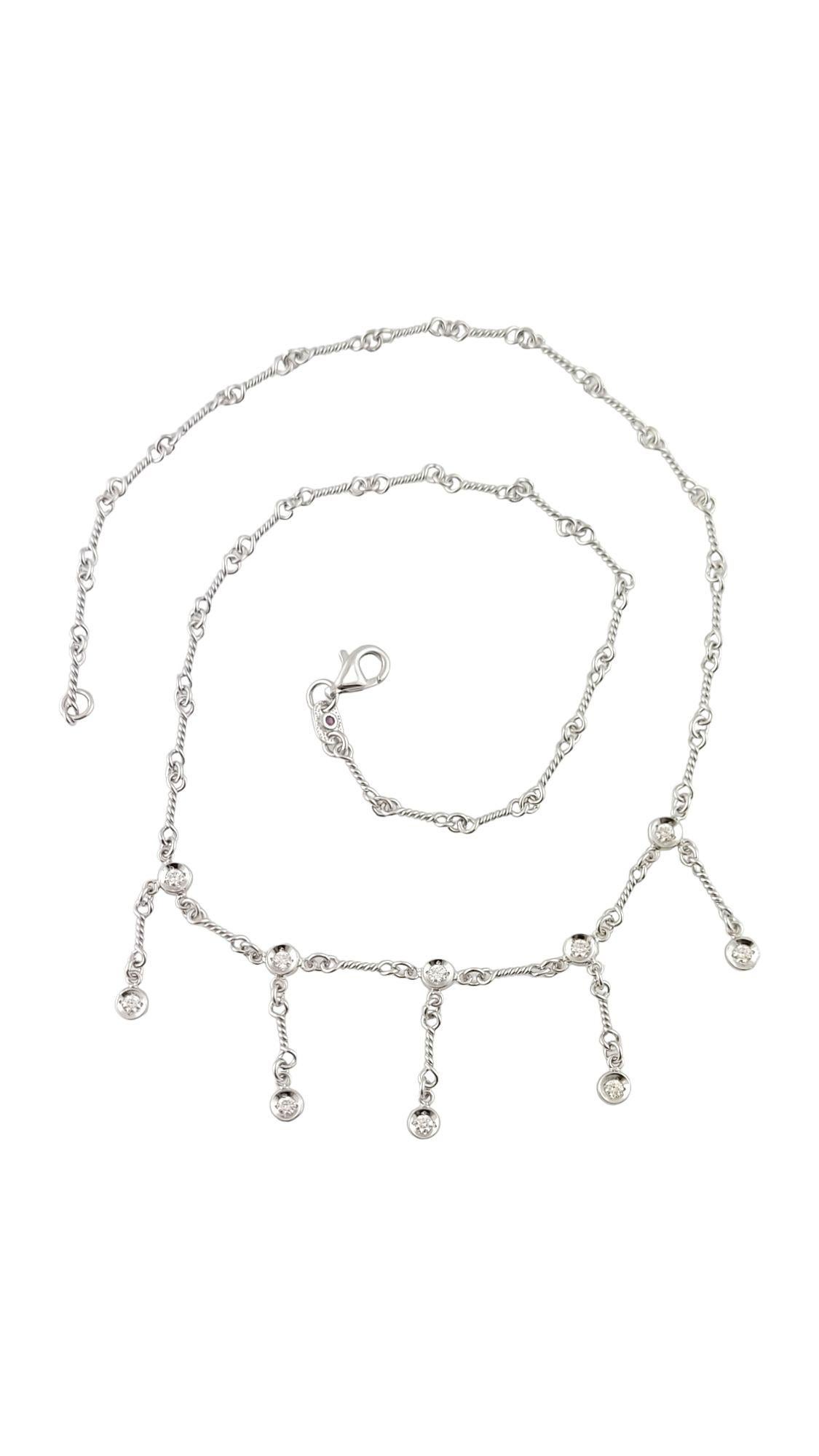Women's 18K White Gold Roberto Coin Diamond Dangle Dog Bone Chain Necklace For Sale
