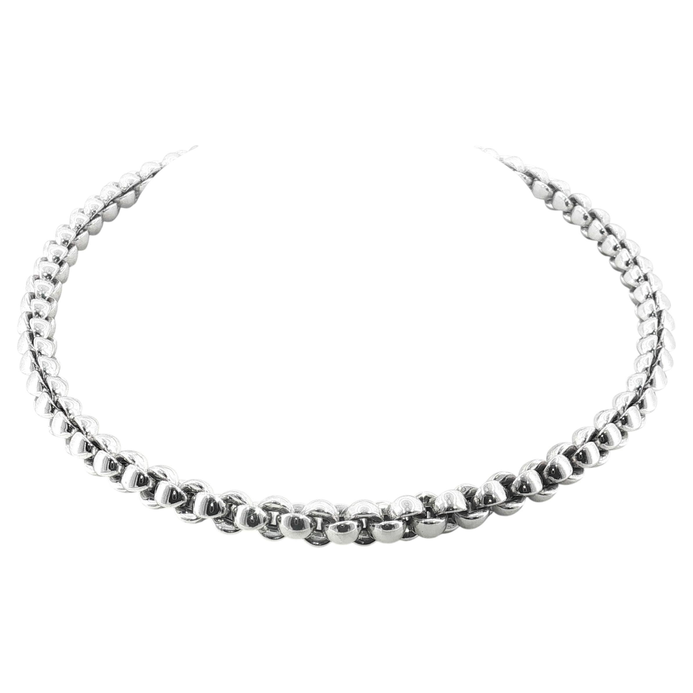 Collar con cadena Rolo de oro blanco de 18 quilates — 8,3 mm — 18 pulgadas
