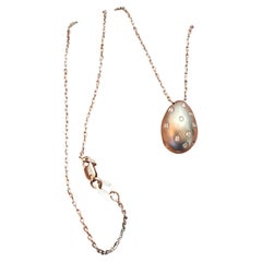 18K White Gold Rolo Chain with Puffy Teardrop Diamond Pendant Necklace, 6.3 Gram
