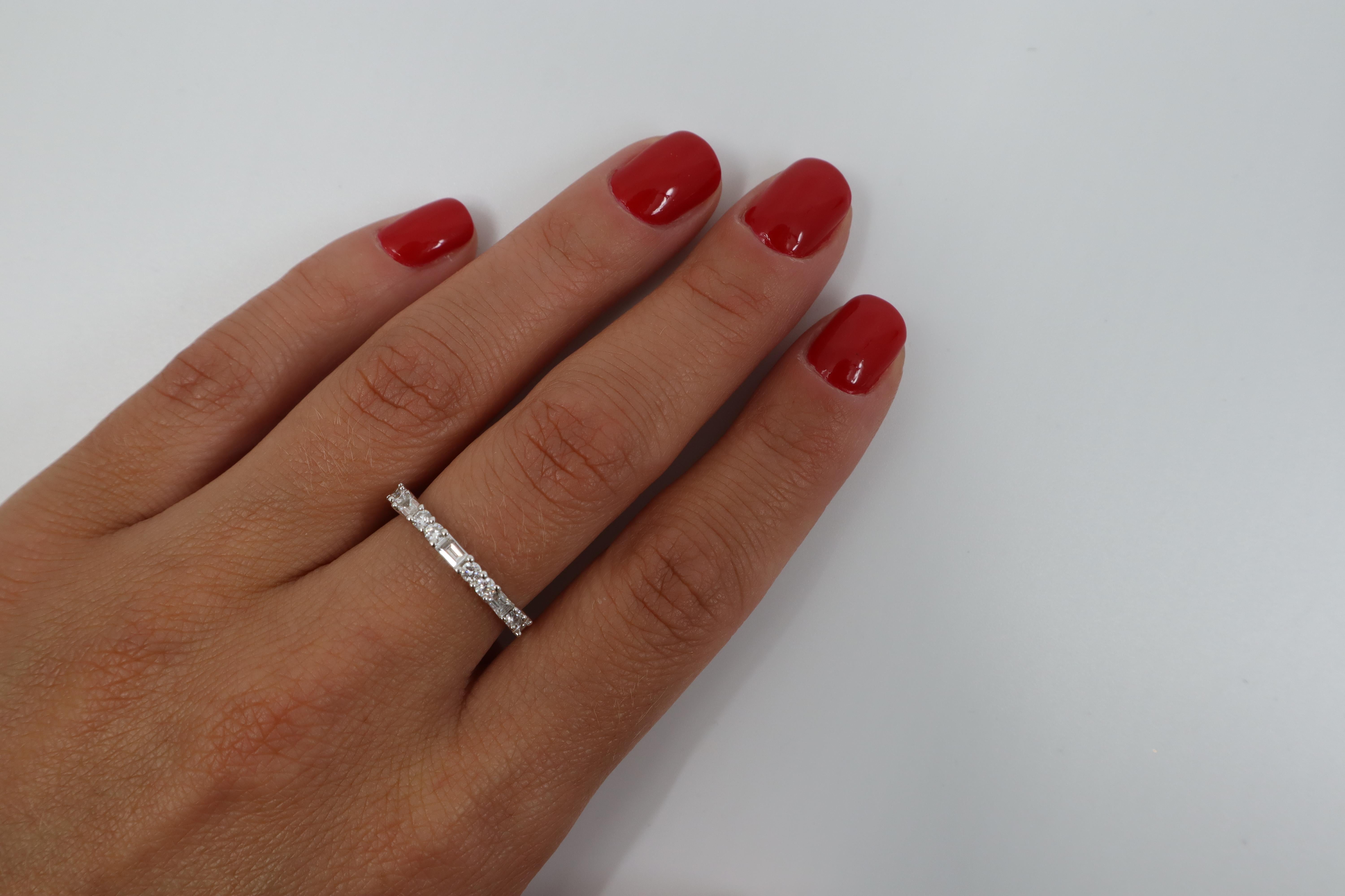 baguette and round diamond band