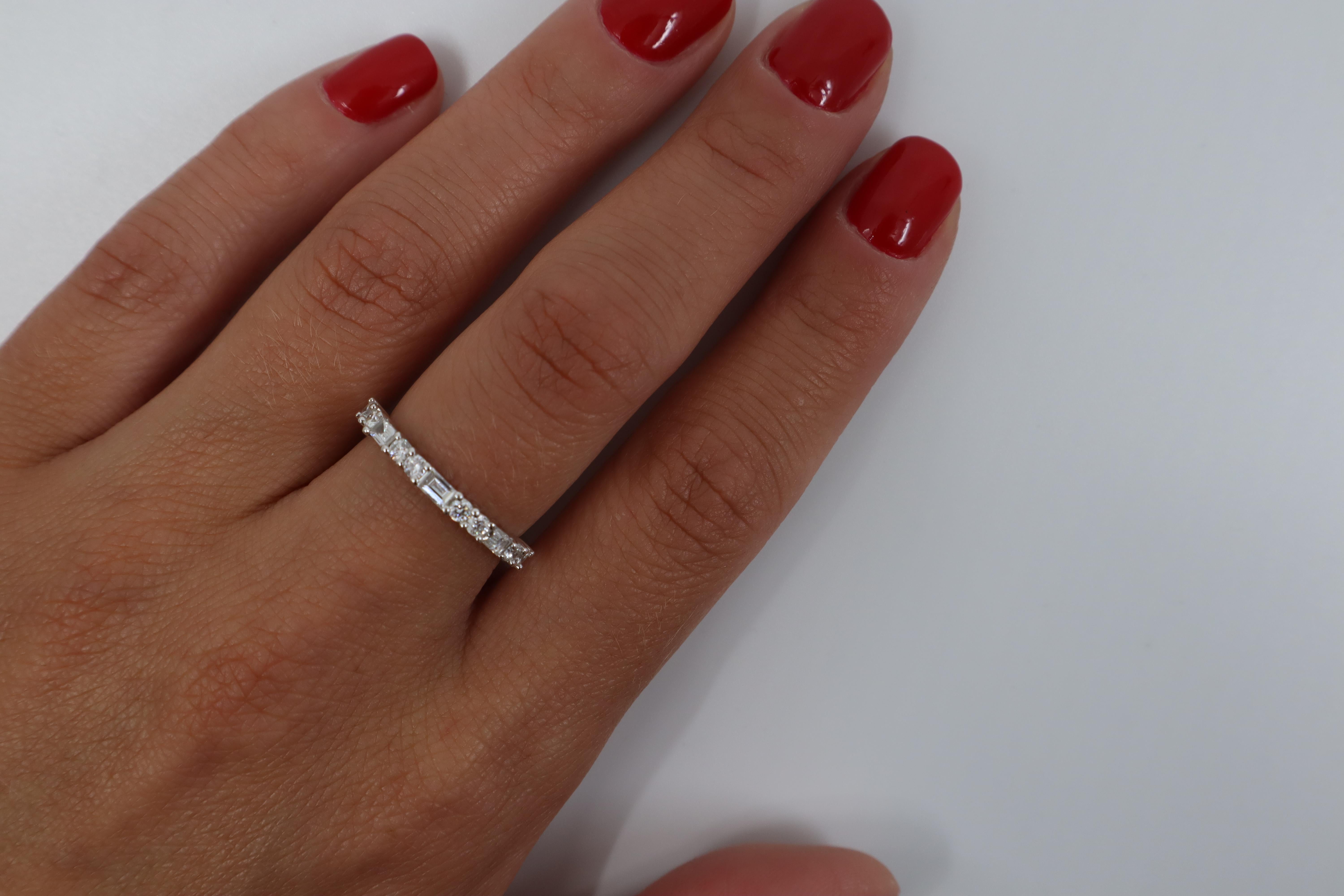 baguette and round wedding band