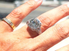 18K White Gold Round Brilliant Cut Diamond Ring 6.37 CTW W/GIA Certificate