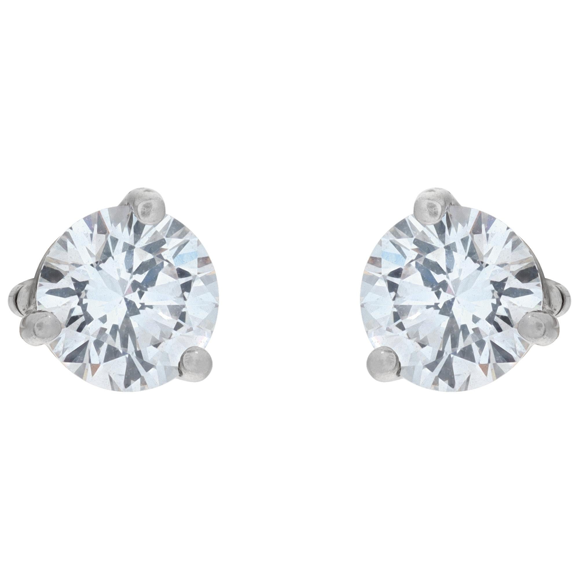 18K white gold Round brilliant diamonds studs earrings