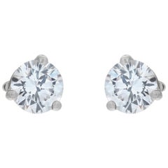 18K white gold Round brilliant diamonds studs earrings