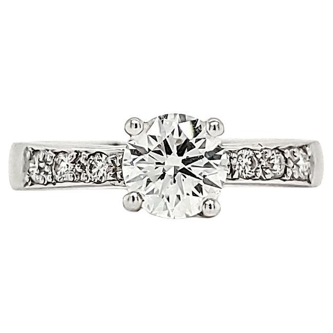 Contemporary 18k White Gold Round Brillliant Diamond Cts 0.70 Engagement Ring with GIA Certif For Sale