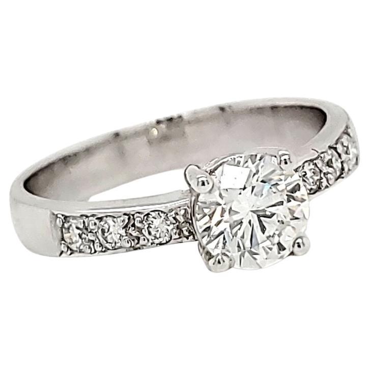 18k White Gold Round Brillliant Diamond Cts 0.70 Engagement Ring with GIA Certif