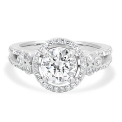 18K White Gold Round Cut Diamond Engagement Ring