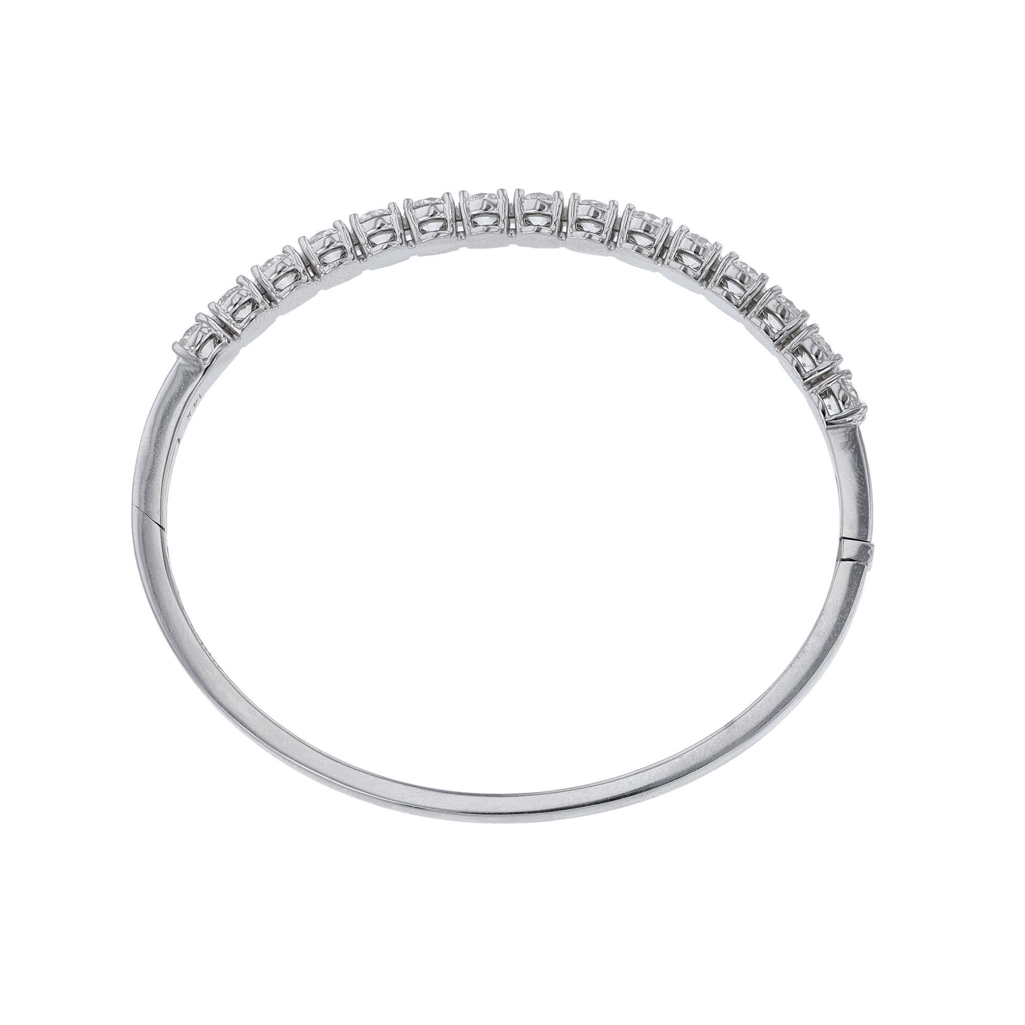 Round Cut 14K White Gold Round Diamond Bangle, 4.67cts. For Sale