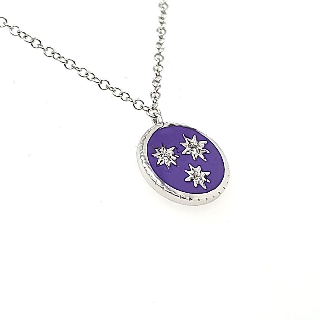 Contemporaneo Collana in oro bianco 18k con diamante rotondo Cts 0,02 in vendita