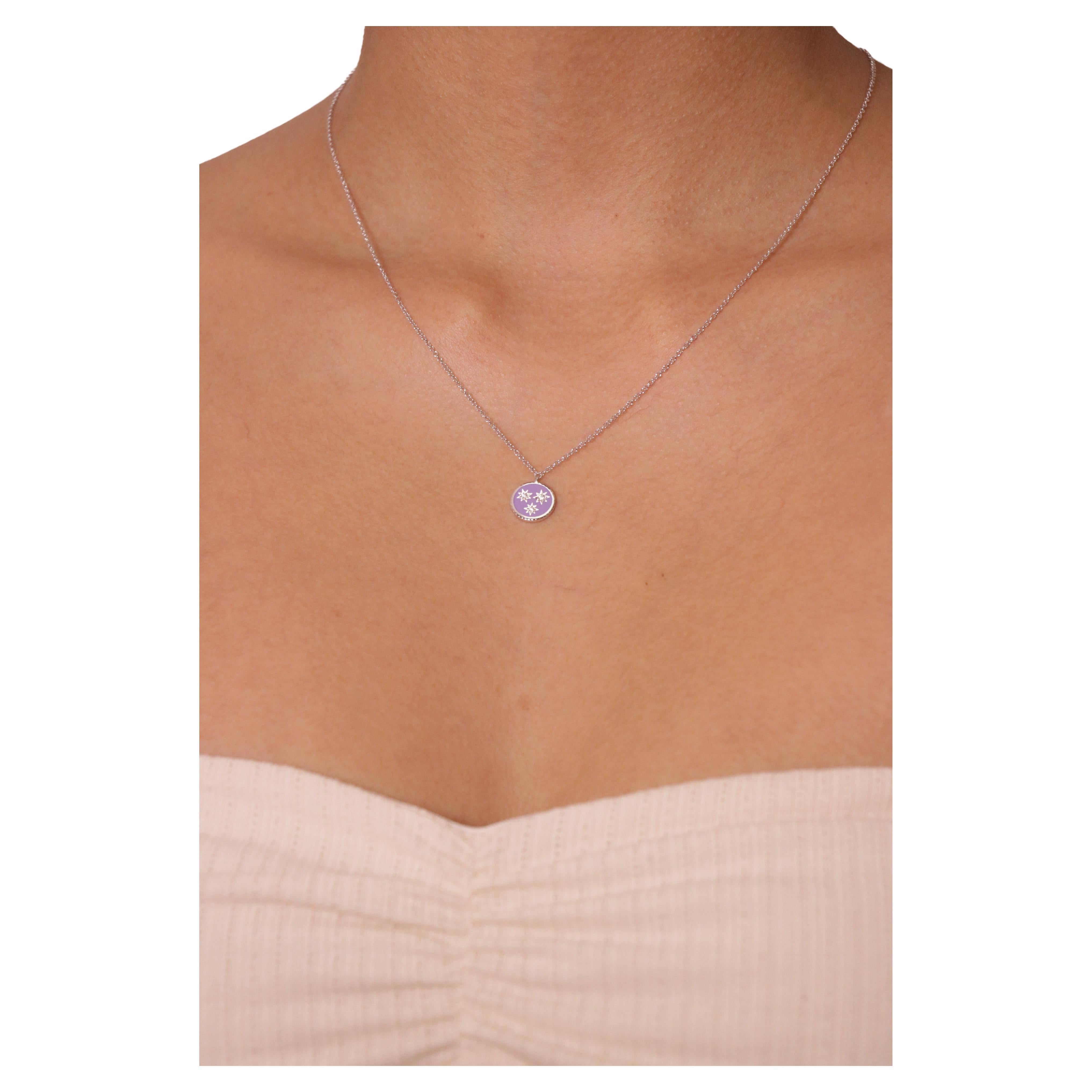 18k White Gold Round Diamond Cts 0.02 Necklace