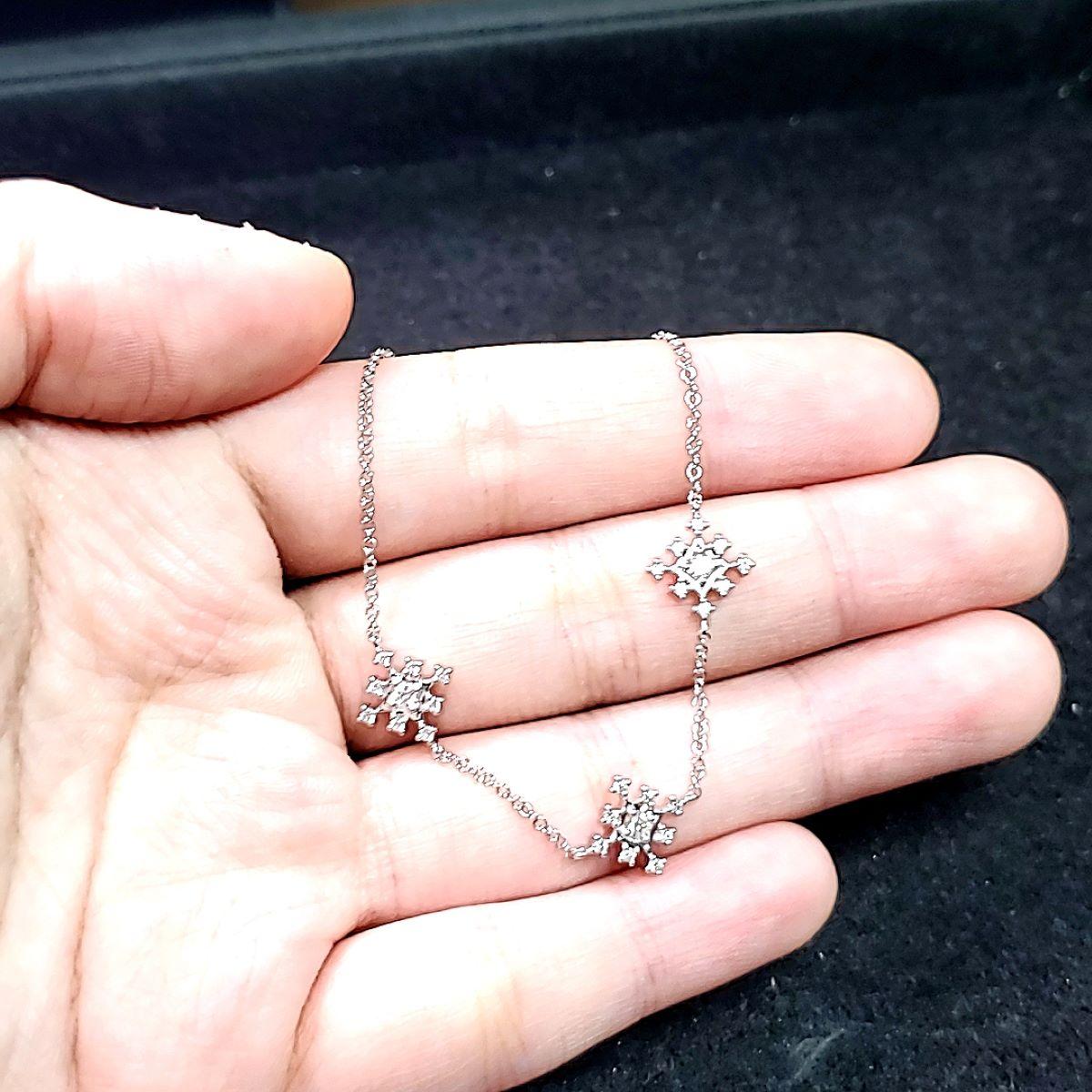 Women's or Men's 18k White Gold Round Diamond Cts 0.29 Bracelet For Sale