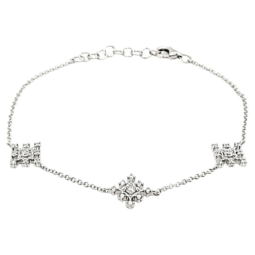 18k White Gold Round Diamond Cts 0.29 Bracelet