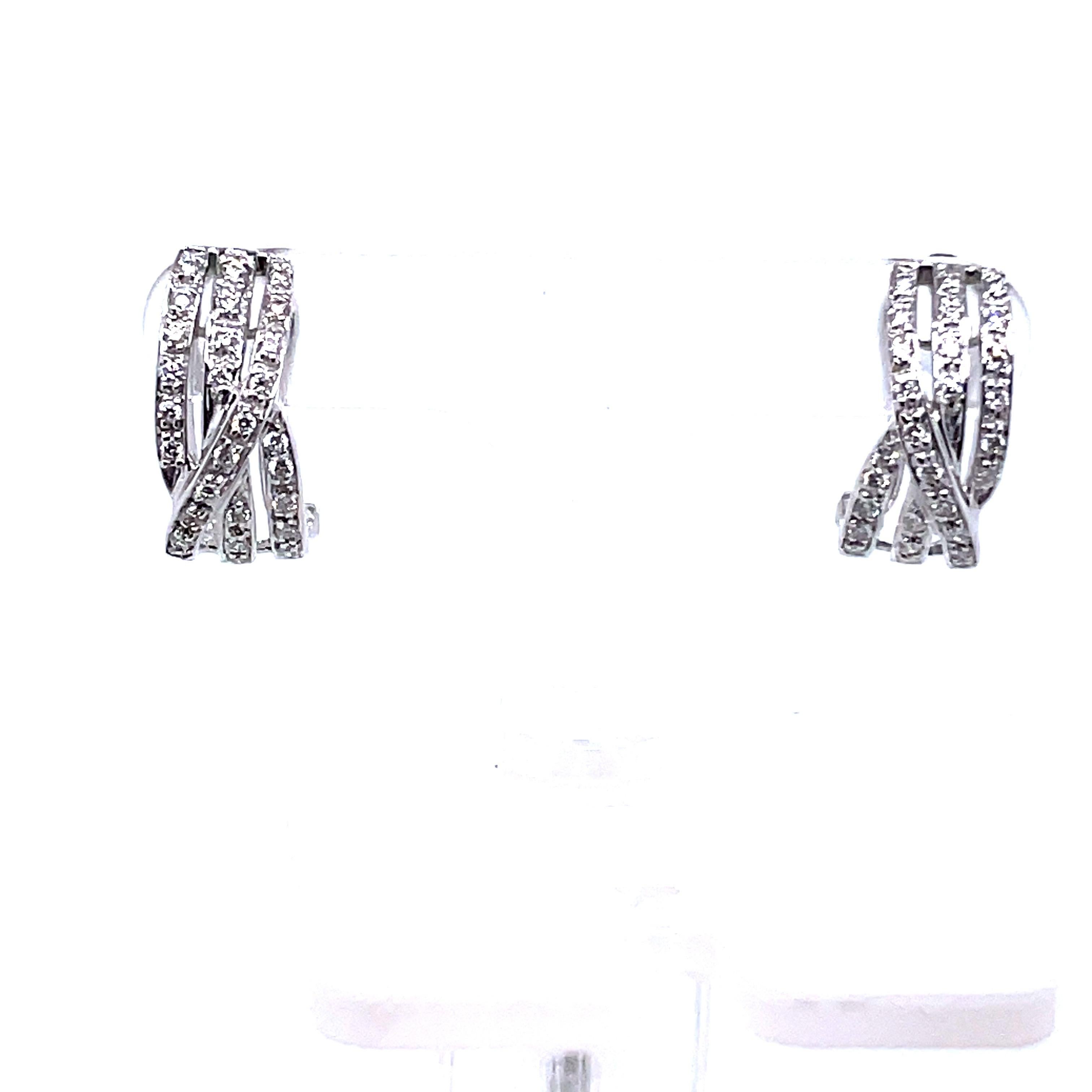 18k White Gold Round Diamond Cts 0.38 Earrings For Sale 5