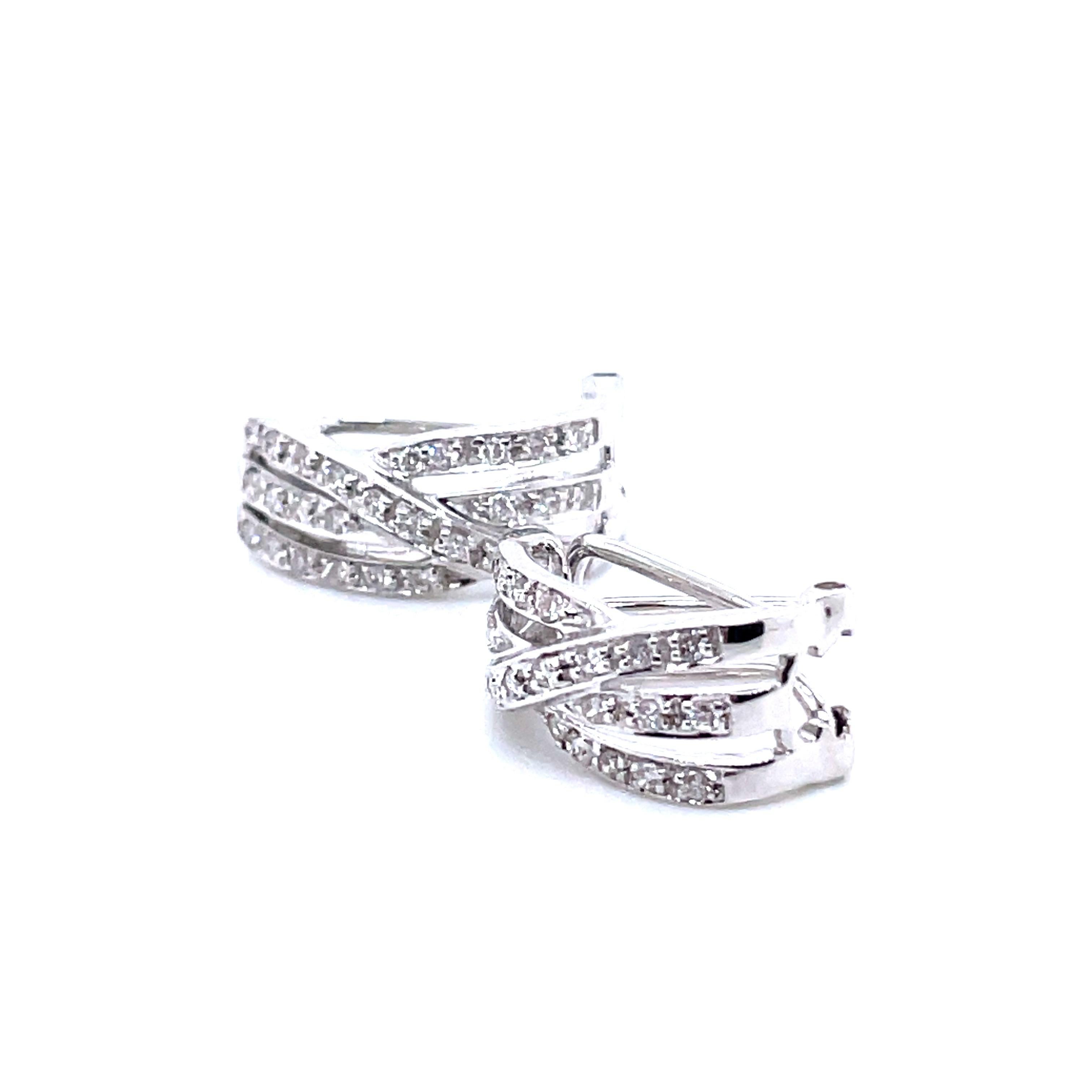 18k White Gold Round Diamond Cts 0.38 Earrings For Sale 6