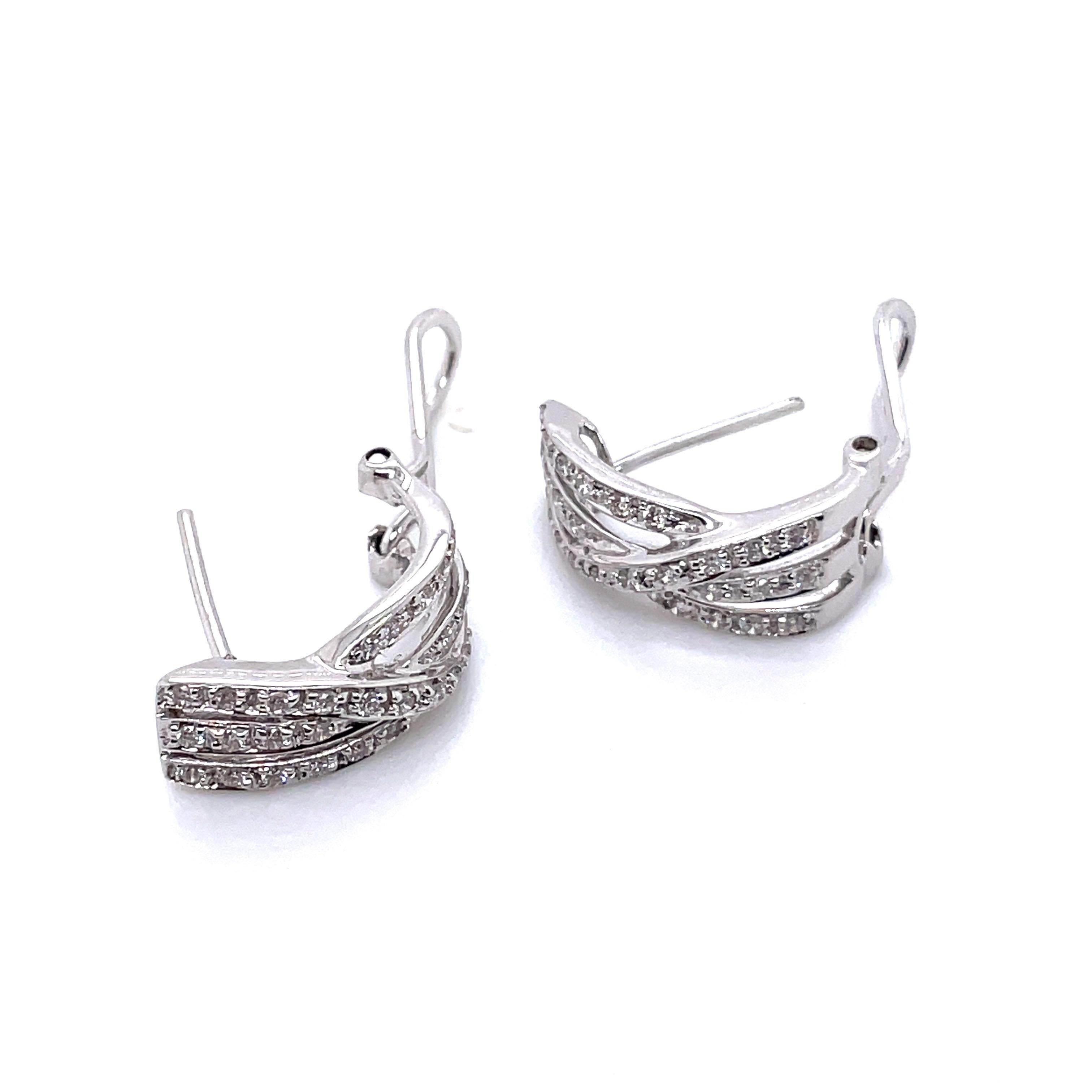 18k White Gold Round Diamond Cts 0.38 Earrings For Sale 7