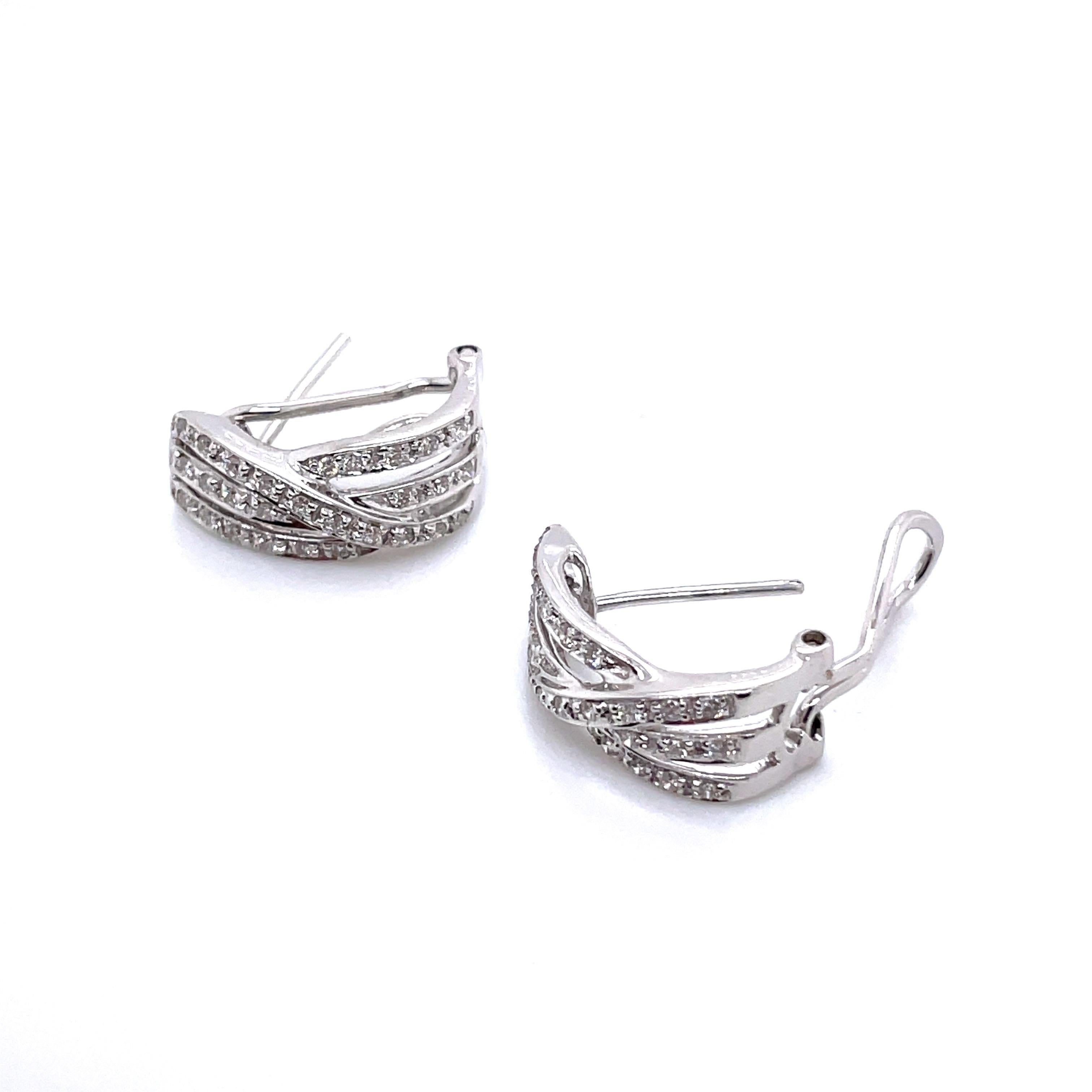 18k White Gold Round Diamond Cts 0.38 Earrings For Sale 1