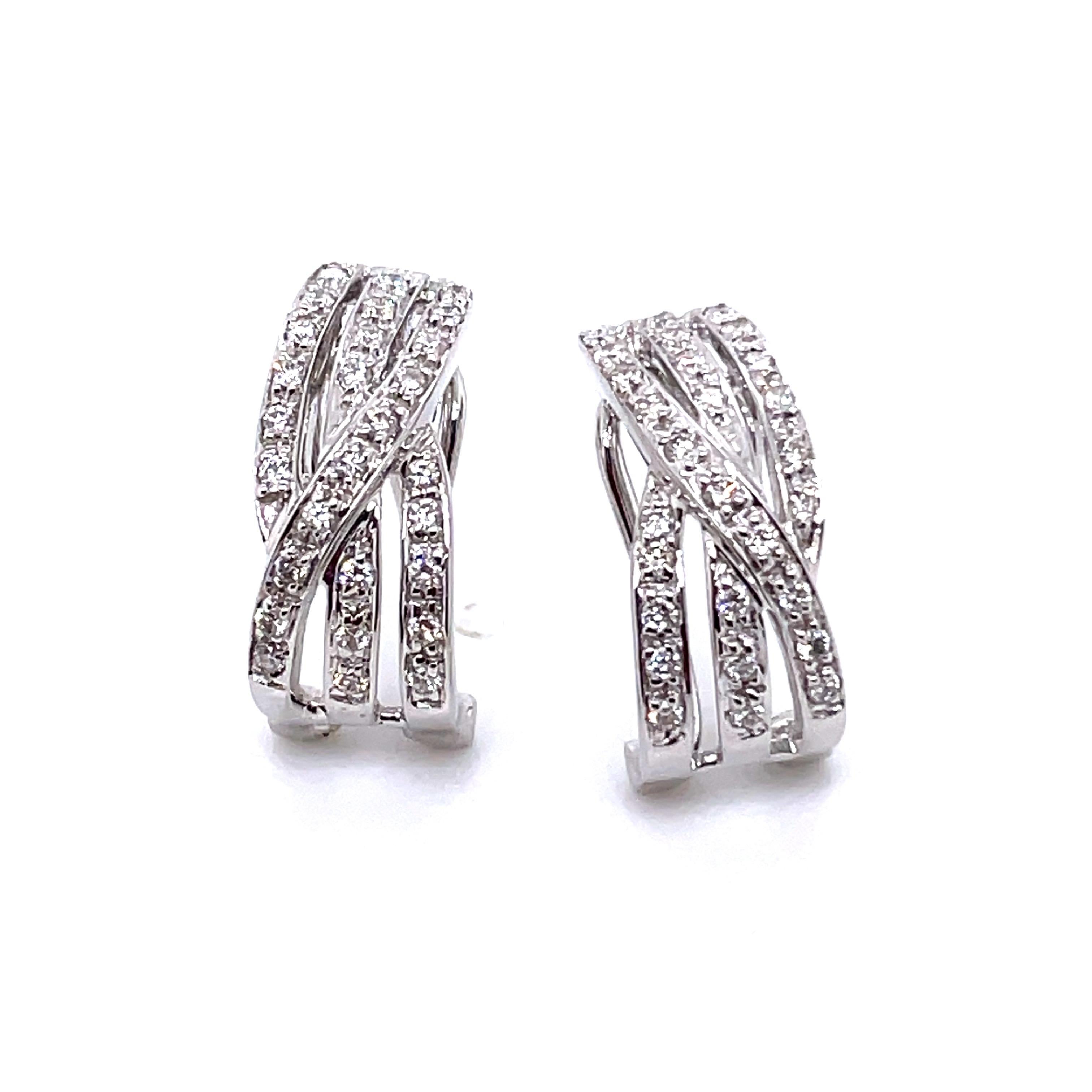 18k White Gold Round Diamond Cts 0.38 Earrings For Sale 2