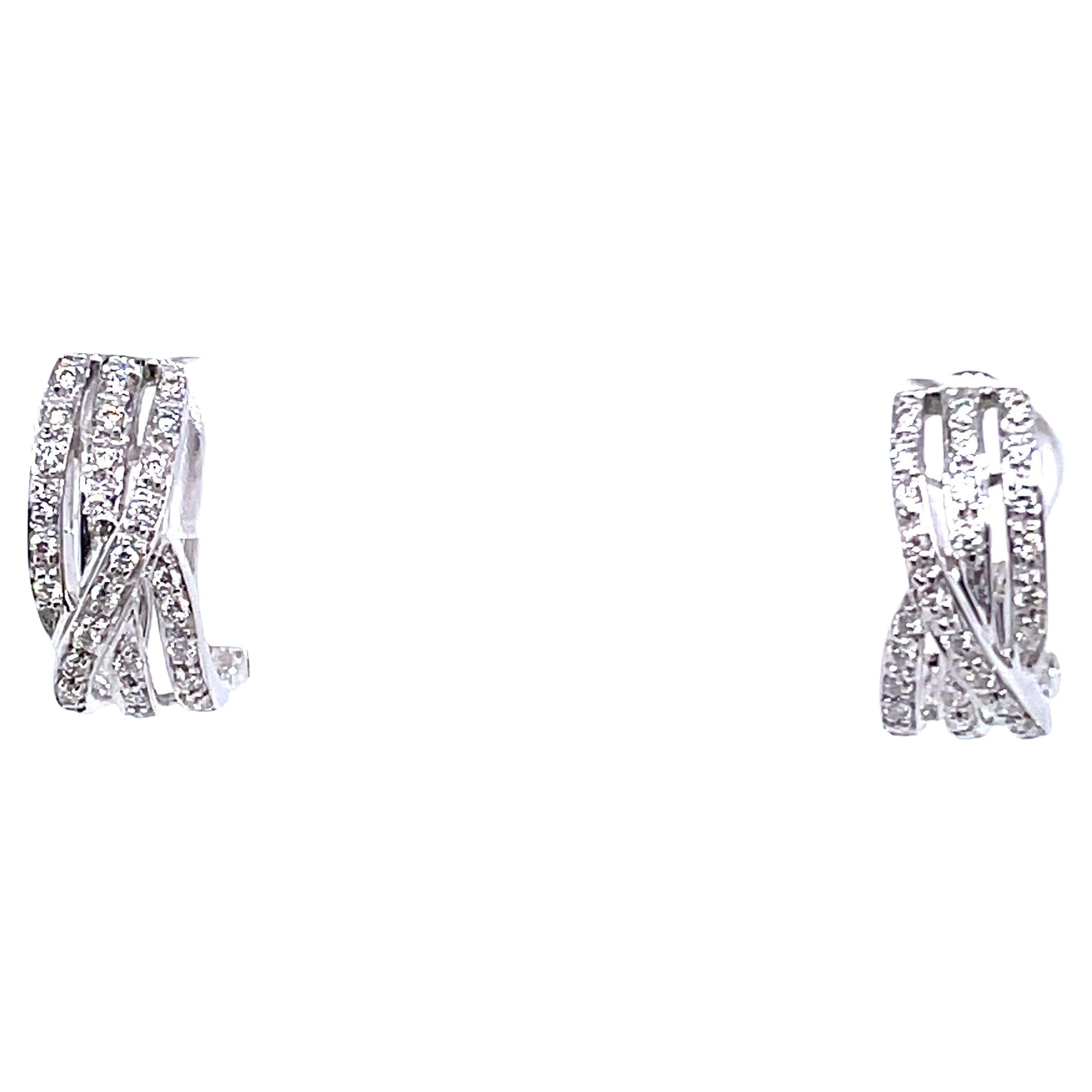 18k White Gold Round Diamond Cts 0.38 Earrings For Sale