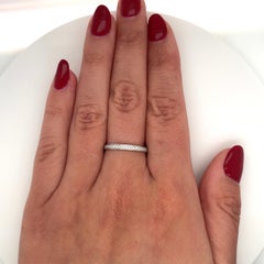 18K White Gold Round Diamond Eternity Wedding Band  2mm Width, Size 7