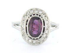 Anillo de cóctel de oro blanco de 18 quilates con rubelita y diamantes, 0,35 ct, talla 8