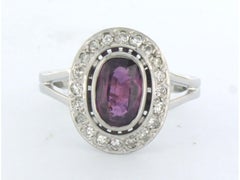 18k White Gold Rubelite and Diamond Cocktail Ring, 0.35ct, Size 8