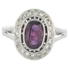18k White Gold Rubelite and Diamond Cocktail Ring, 0.35ct, Size 8