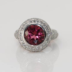 18k White Gold Rubellite Diamond Ring, 3.75ct, 14.6gr