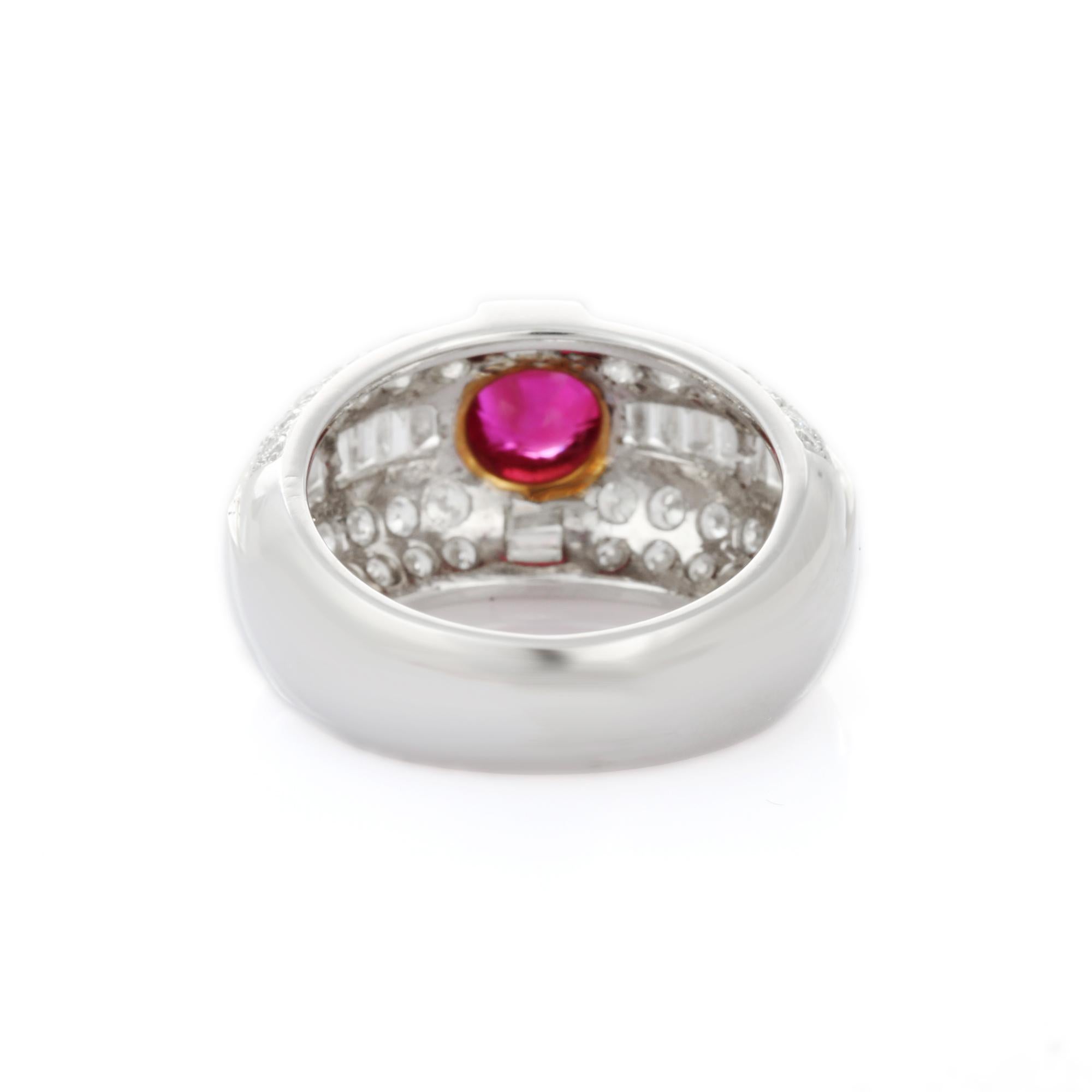 18K White Gold Ruby and Cluster Diamond Cocktail Ring for Wedding 8