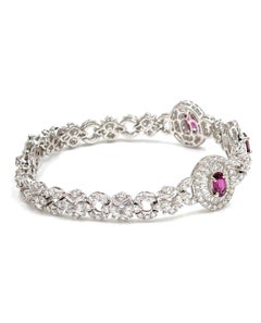 18K White Gold Ruby and Diamond Bracelet