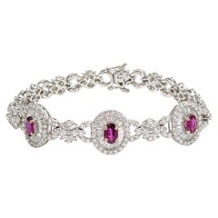 Bracciale in oro bianco 18K con rubini e diamanti