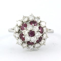 18k White Gold Ruby and Diamond Cocktail Ring, 1.50ct, Size 7.5