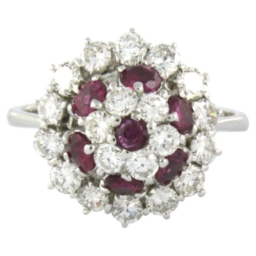 18k White Gold Ruby and Diamond Cocktail Ring, 1.50ct, Size 7.5