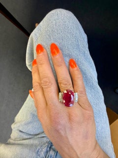 18K White Gold Ruby and Diamond Cocktail Ring