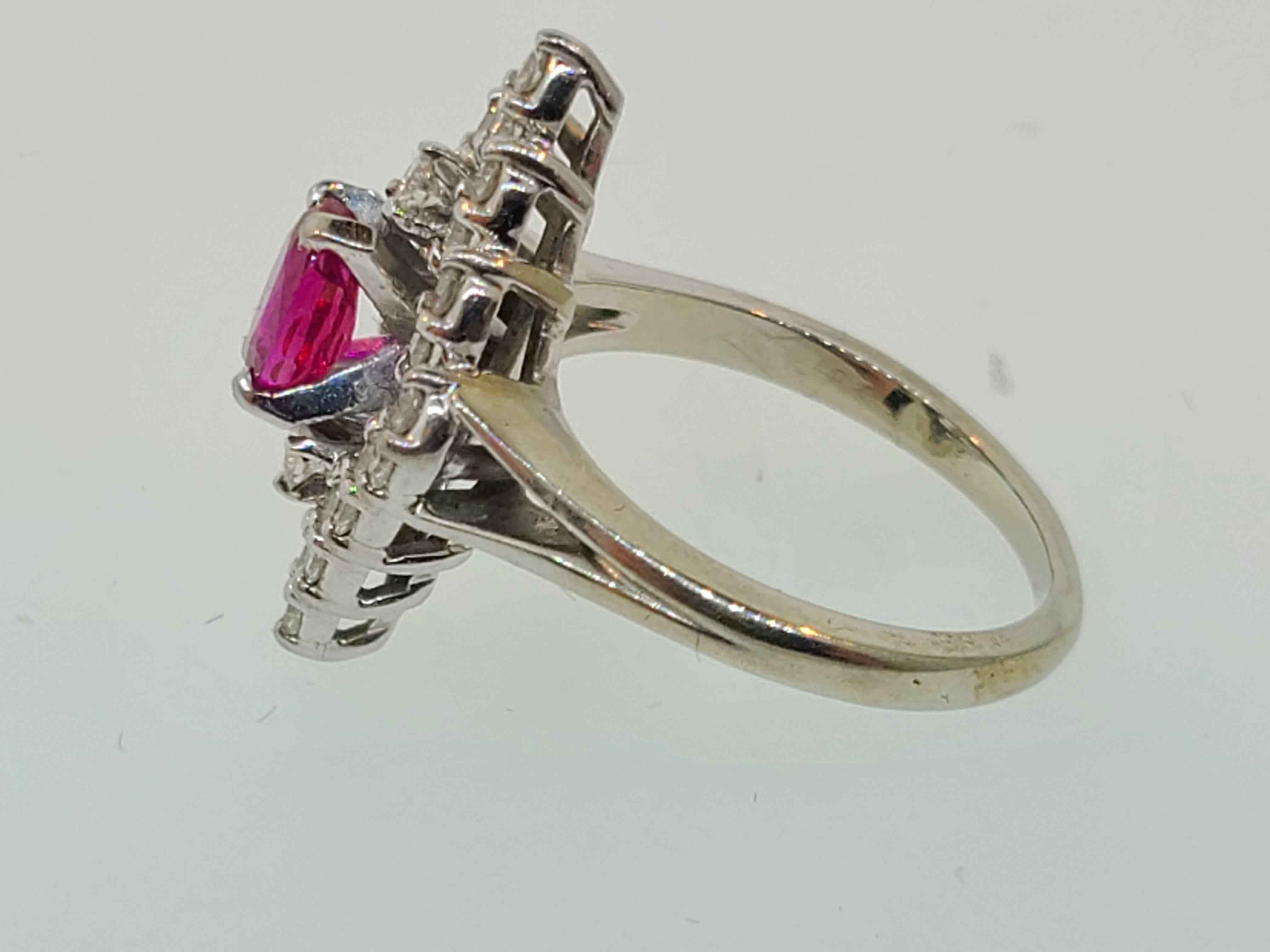 Contemporary 18k White Gold Ruby and Diamond Cocktail Ring