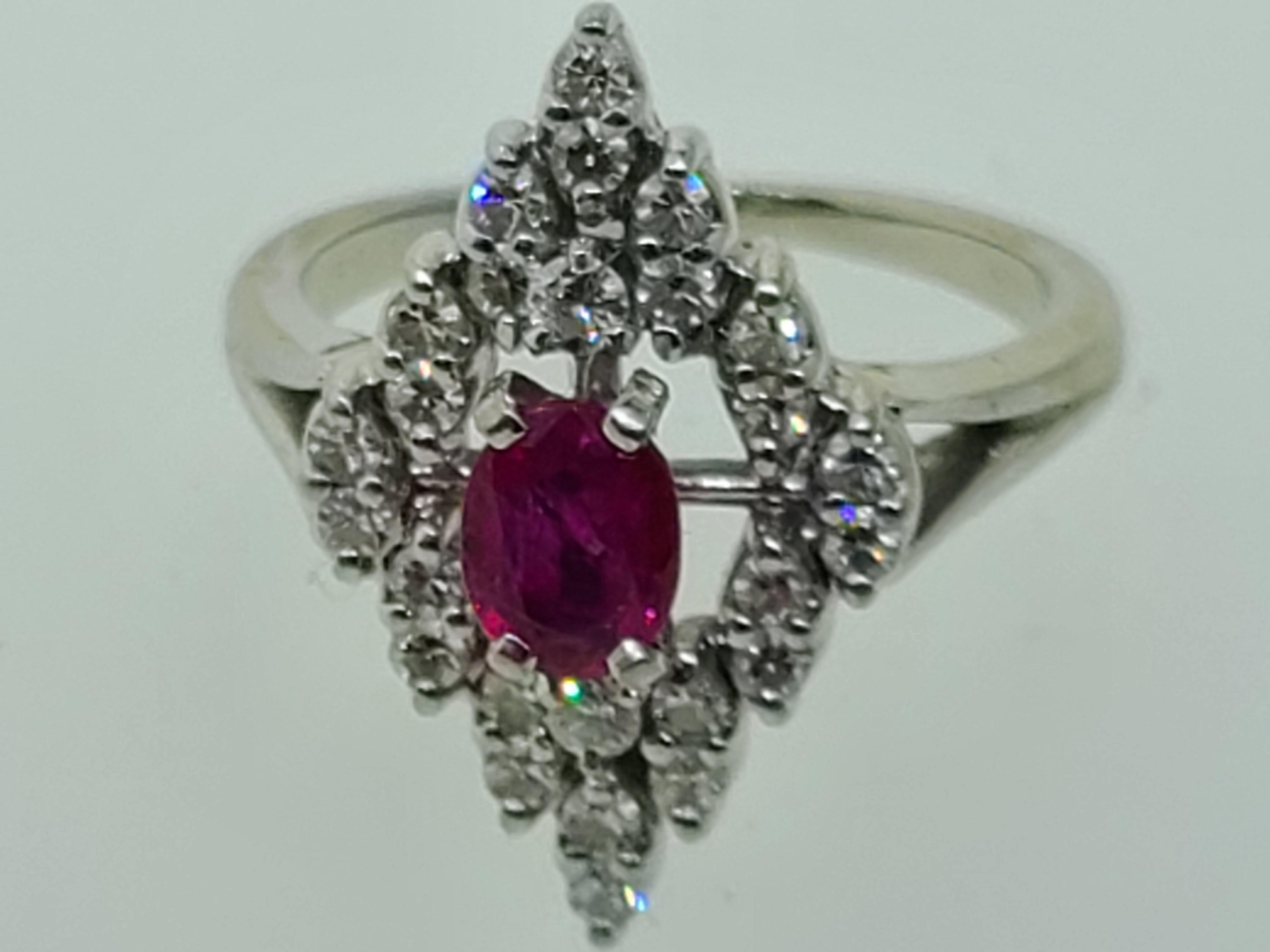 18k White Gold Ruby and Diamond Cocktail Ring 1