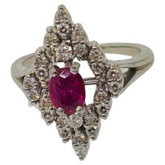 18k White Gold Ruby and Diamond Cocktail Ring