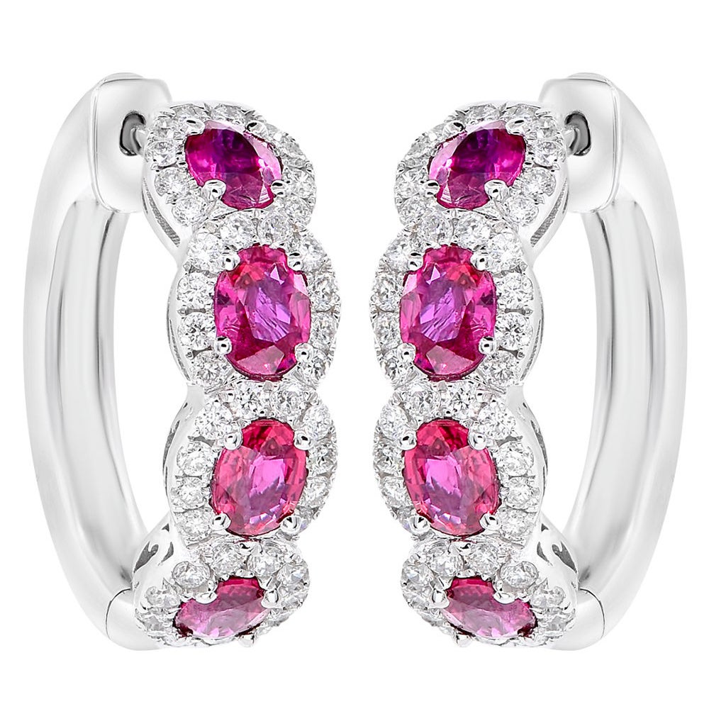 18 Karat Weißgold Rubin- und Diamant-Ohrringe