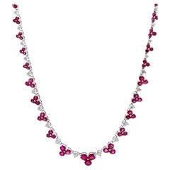 Collana di rubini e diamanti in oro bianco 18 carati
