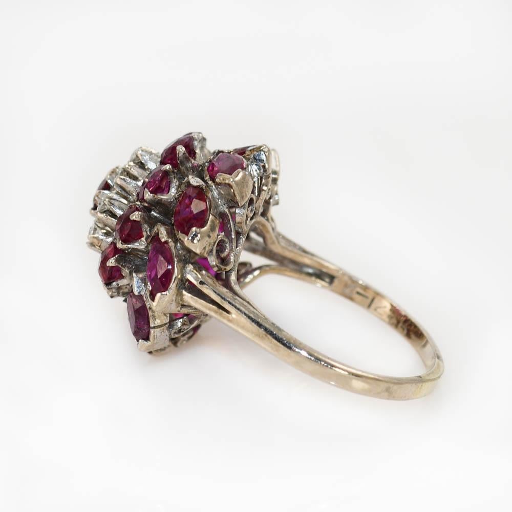 18k White Gold Ruby and Diamond Ring 3.50tcw, 8.8gr For Sale 2