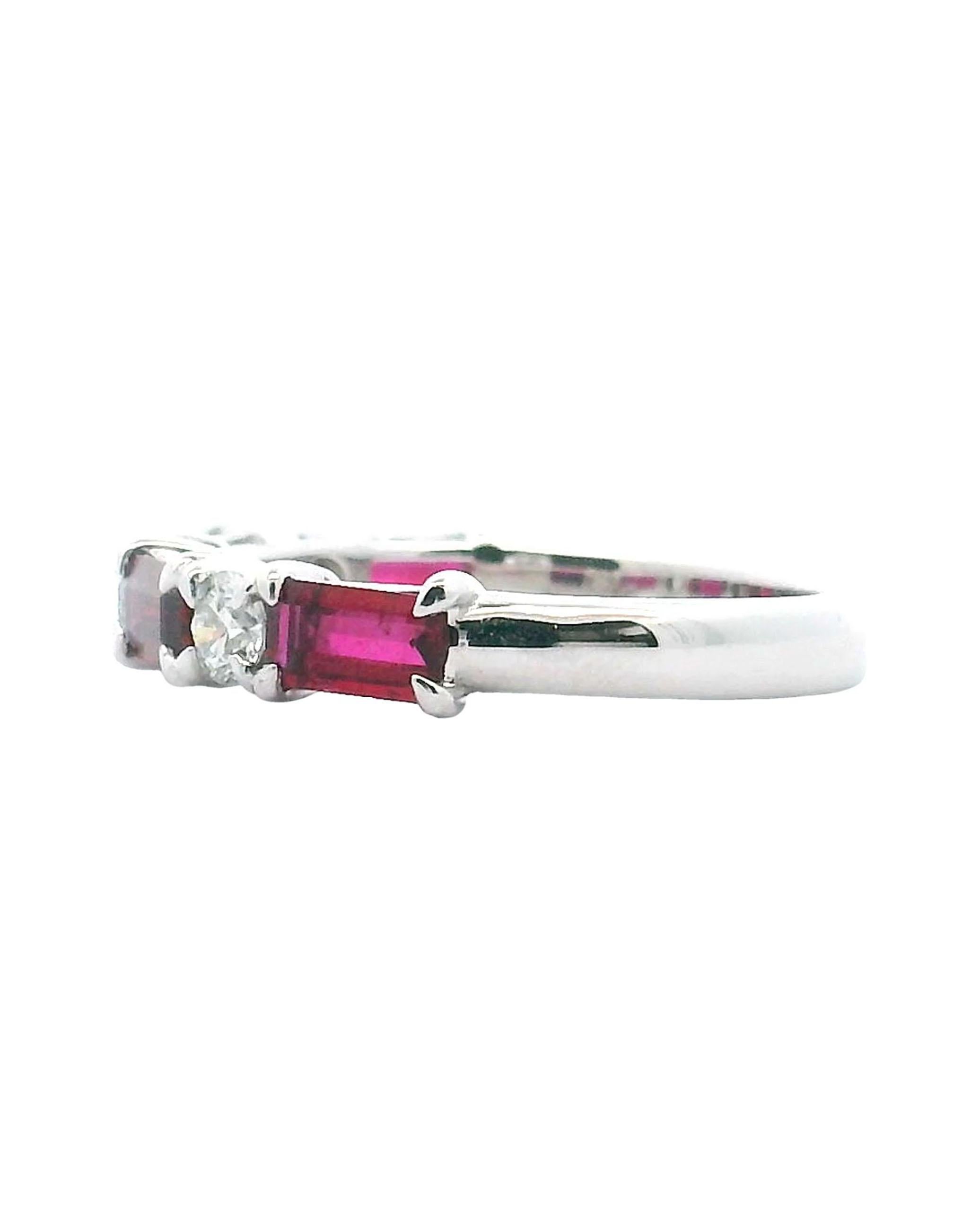 Contemporary 18K White Gold Ruby and Diamond Ring For Sale