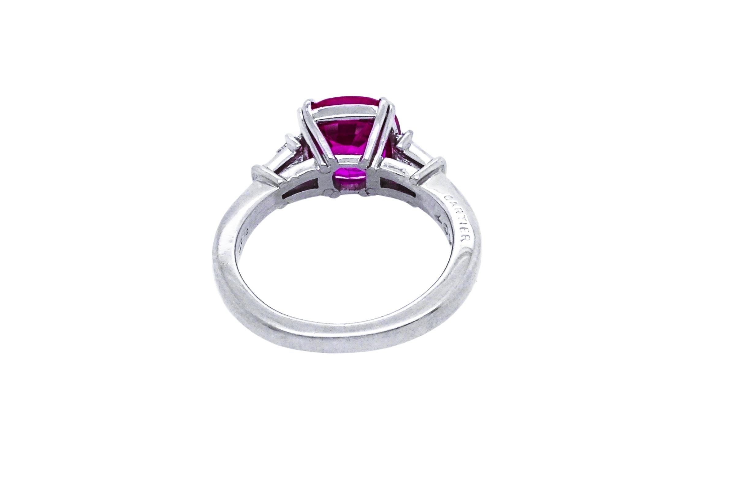 Women's or Men's Cartier 18 Karat White Gold, Ruby and Diamond Ring For Sale