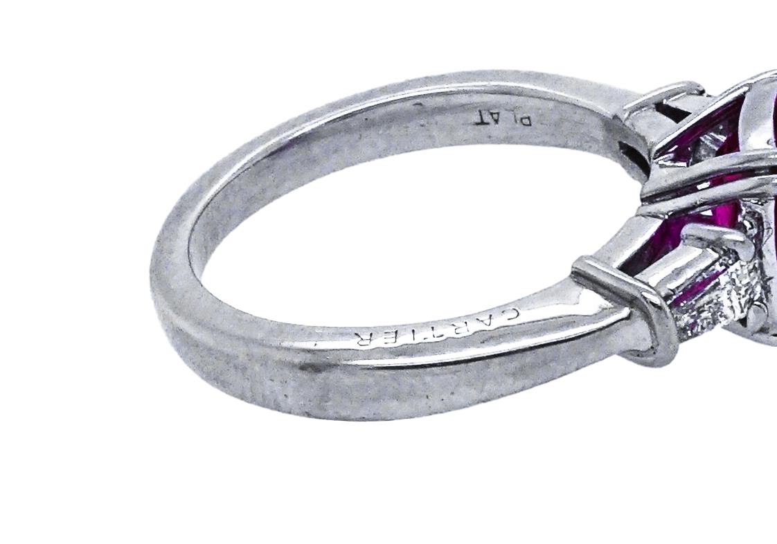 Cartier 18 Karat White Gold, Ruby and Diamond Ring For Sale 1