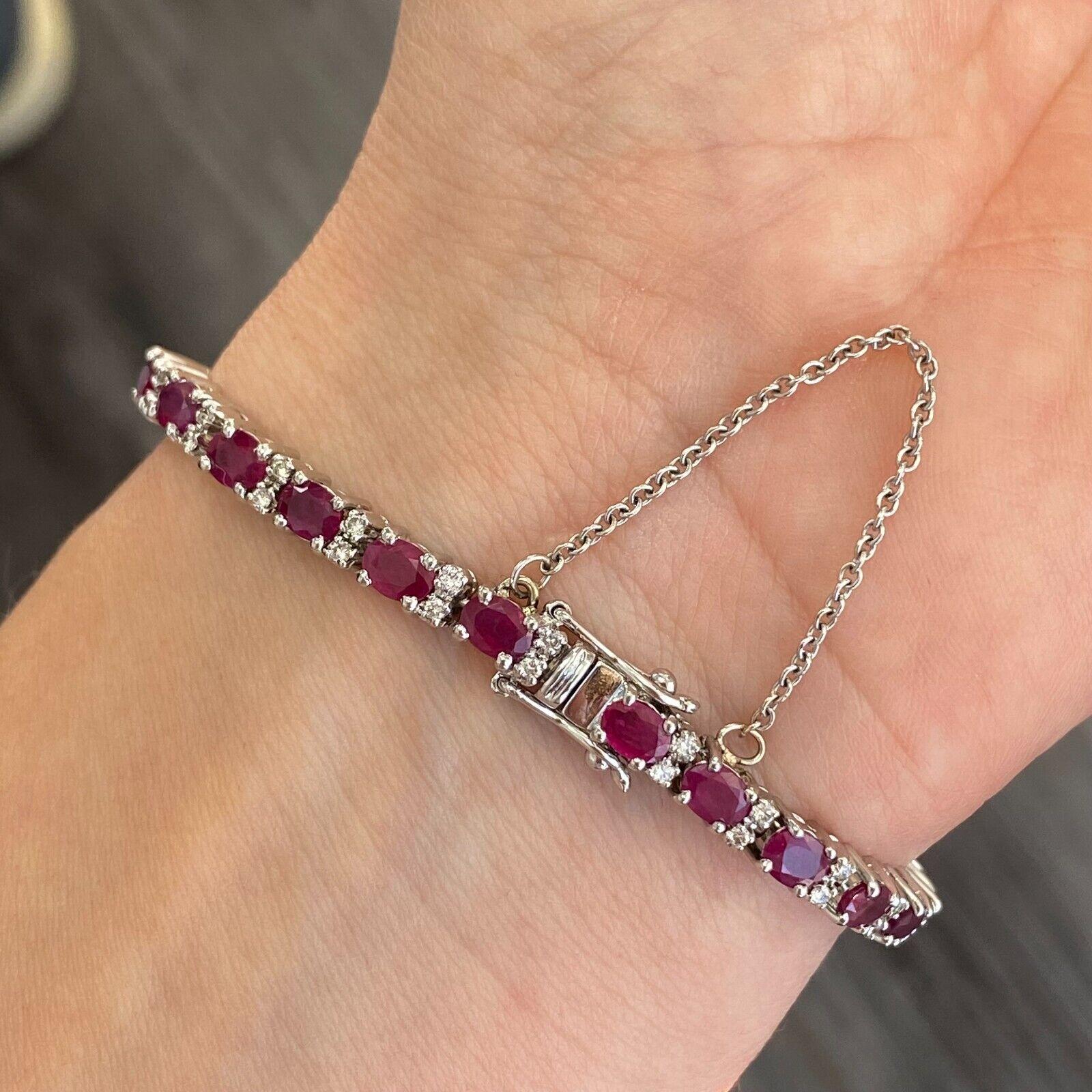 18 Karat Weißgold Rubin- und Diamant-Armband „Tennis“ (Zeitgenössisch)