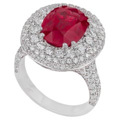 18k White Gold, Ruby and White Diamonds Ring IGN Certificate