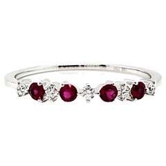 18k White Gold Ruby Cts 0.17 and Round Diamond Engagement Ring