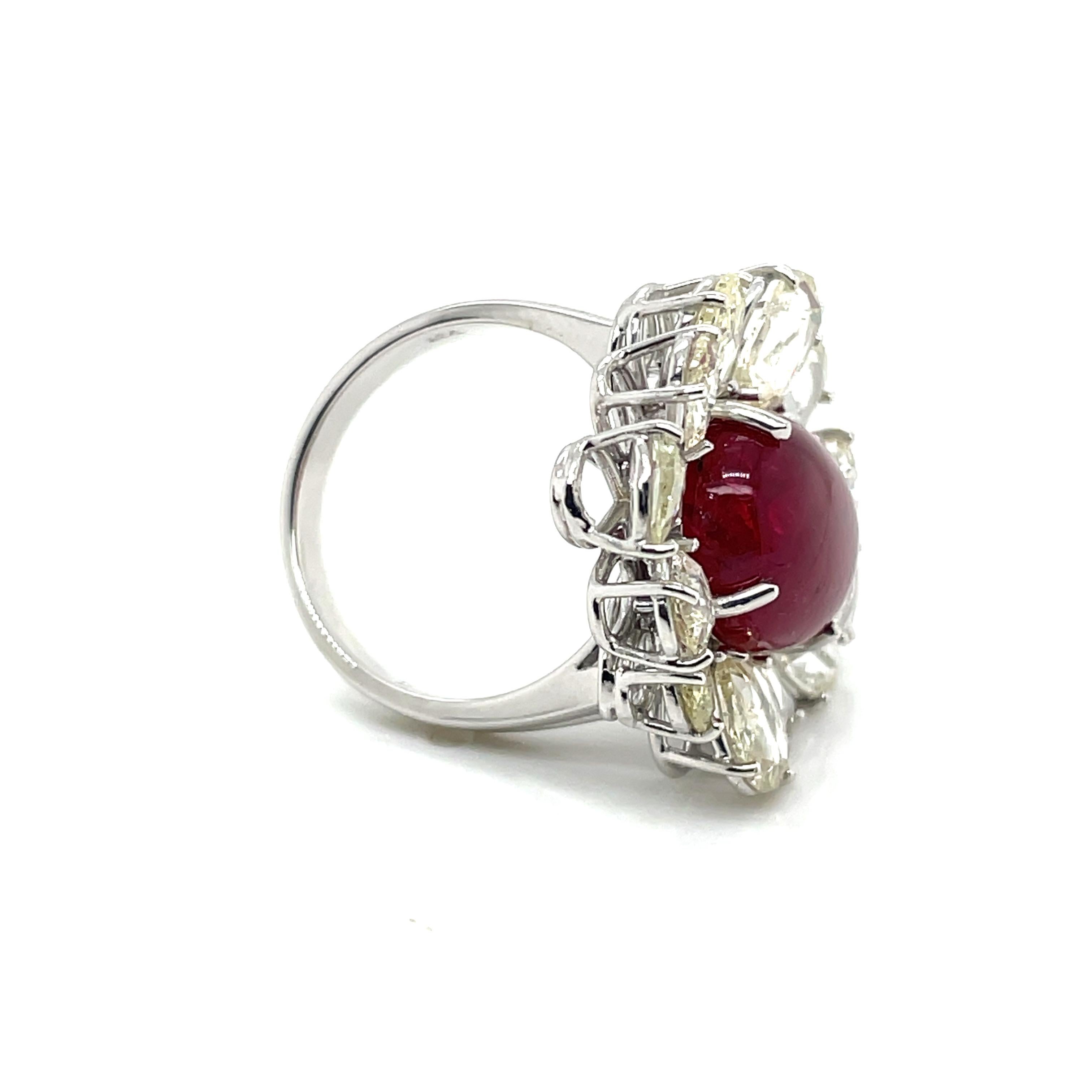 Women's 18k White Gold Ruby Cts 10.61 Rose-Cut Diamond Engagement Ring For Sale