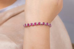 18K White Gold Ruby Diamond Bracelet