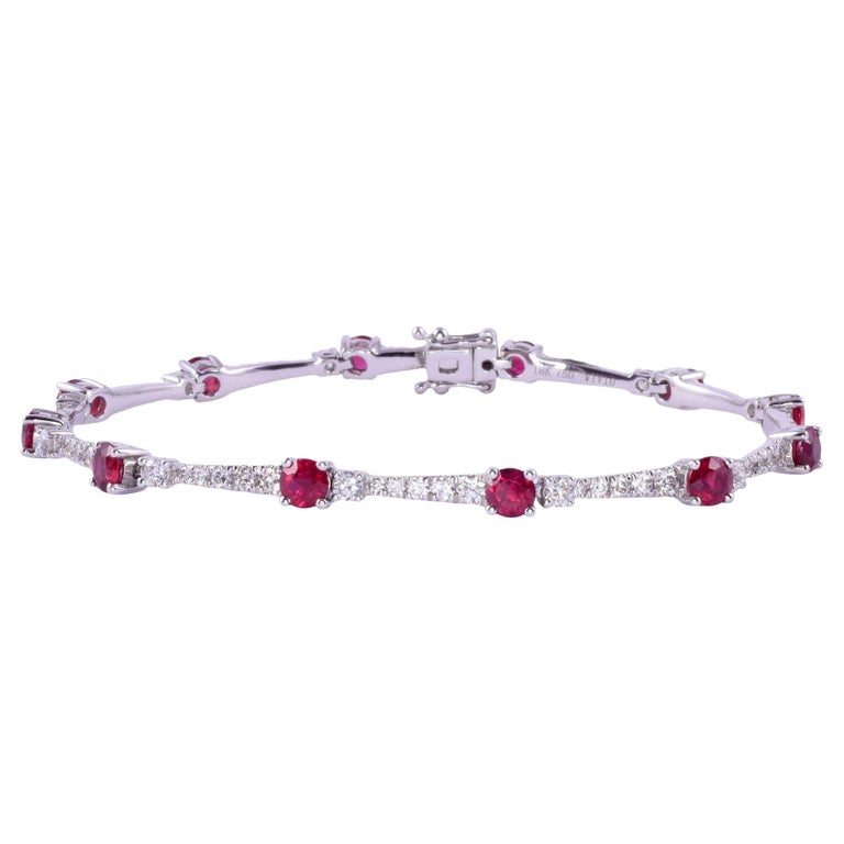 18ct White Gold Diamond and Ruby Bracelet -  30pt Diamond 4.95ct Ruby main image 1