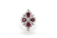 18 Karat White Gold Ruby and Diamond Cocktail Fashion Ring